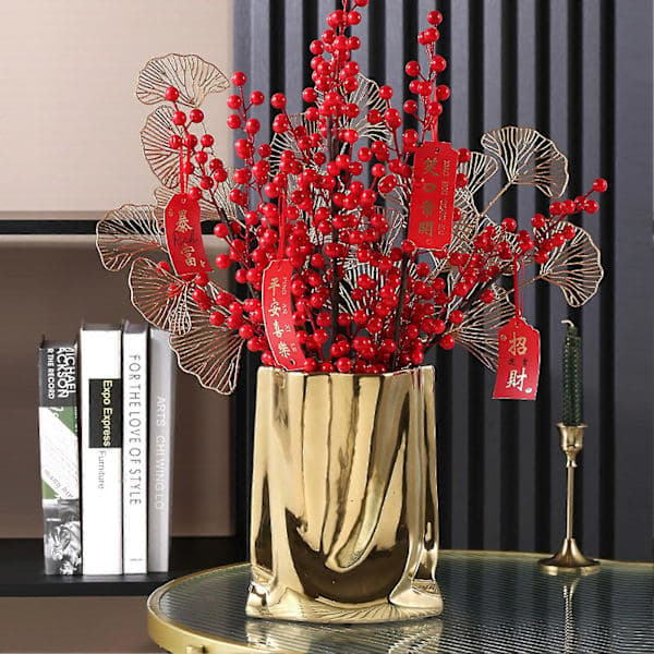 Keramisk blomvas Stor kapacitet Guld & Silver Centerpiece Vas för hem Modern bondgårdsdekor Guld Guld Extra stor Gold Extra large Gold Extra large