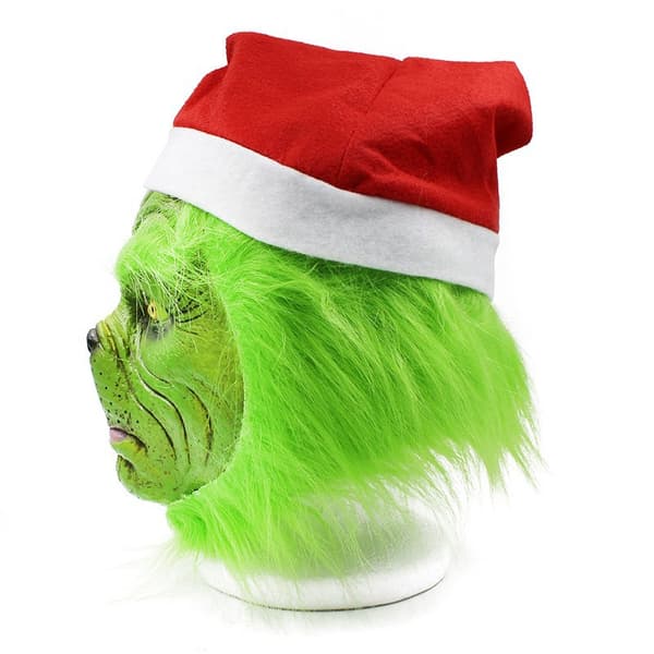 1 stk Grinch lateksmaske hodeplagg Halloween julemaske