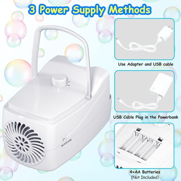 Bubble Machine Automatic Bubble Blowing Machine, 10000+ Bubbles Per Minute, 2 Speeds (White)