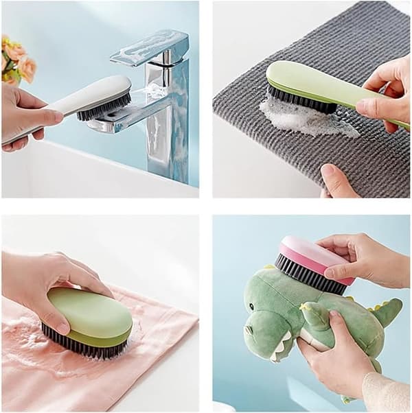 2-piece shoe brush and clothes brush set for home use. Soft bristles, does not damage fabric, multifunctional cleaning tool white