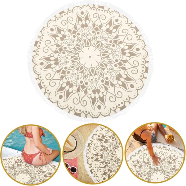 Microfiber Beach Towel Mandala Print Quick Dry Reusable Bath Towel Cm Round Wall Hanging