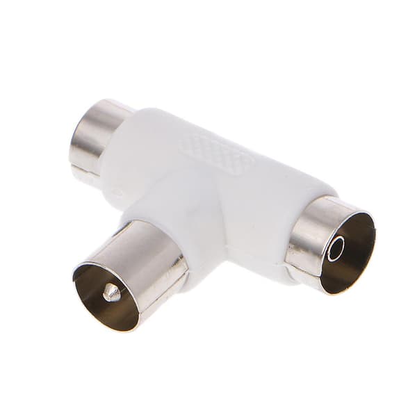 2-veis TV T-splitter Antenne Koaksialkabel Hann Til 2x Hunn C