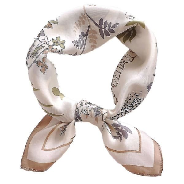 1 sidenscarf, medelstor fyrkantig satinscarf, brun dam