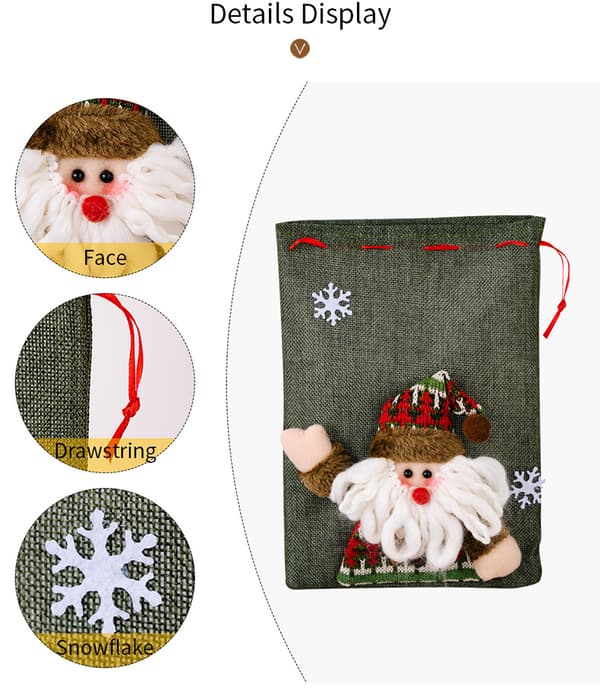 3 stk julesnorposer, store stoffsekker 3D S