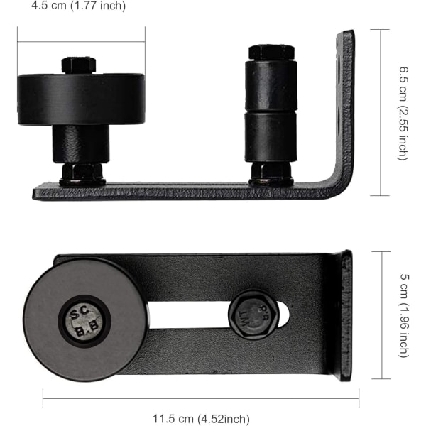 2 Pakk Heavy Duty Skydedørs Gulvguide til Nederste Justerbar Rulle, 8 Opsætningsmuligheder, Flad Skydedørs Gulvguide Stay Rulle (Sort)