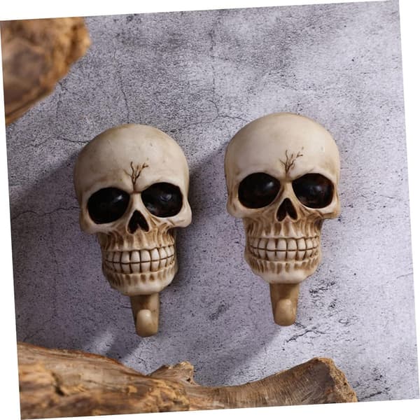 2pcs Skull Hook Halloween Creative Wall Mounted Hangers Home Hook Decorative