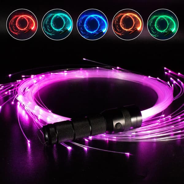 Fiberoptisk pisk, danseflow pixelpisk superlysende rave-legetøj 40 farveeffekt-tilstand 360° drejelig til dans, fest, lysshow, EDM-musik