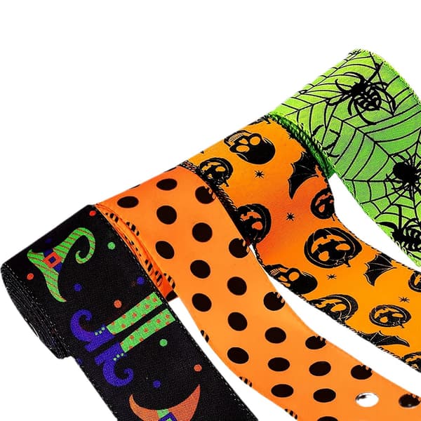Halloween Spider Web Ribbon With Wired Edge Printed Grosgrain For DIY Crafts Party Decorations Home Celebrations 4 Rolls 20 Meters Each