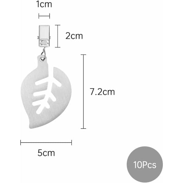10-pack Tablecloth Weights with Clips Stainless Steel, Leaf Pattern, Tablecloth Clips with Clamps for Garden Picnic Party Kitchen Restaurant