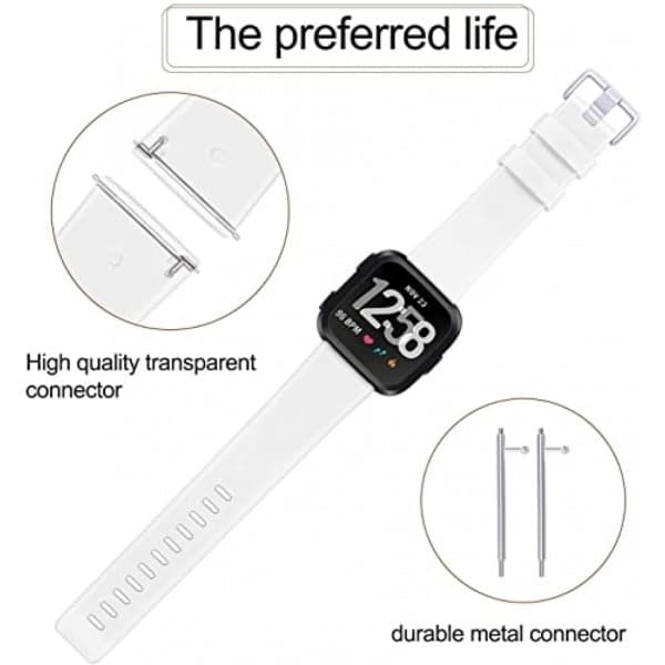 3-PACK Soft Silicone Bands for Fitbit Versa 2/Fitbit Versa/Fitbit Versa Lite Classic Adjustable Sport Straps for Women Men Small (No Tracker)