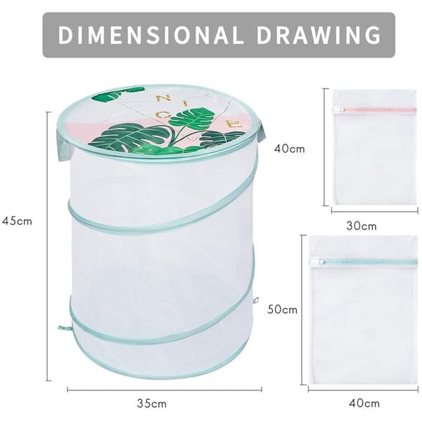 Foldable Laundry Basket with Lid, Dirty Clothes Hamper with 2 Laundry Bags, Portable, for Bedroom, Bathroom, Green