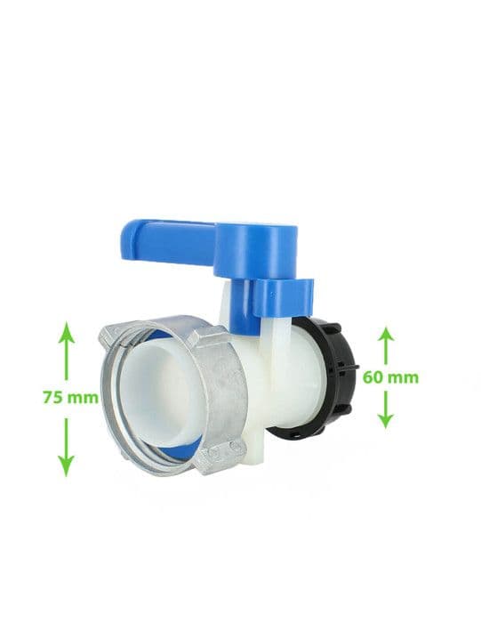 2'' butterfly ventil - S75X6 mutter och S60X6 utlopp - Schütz-kompatibel