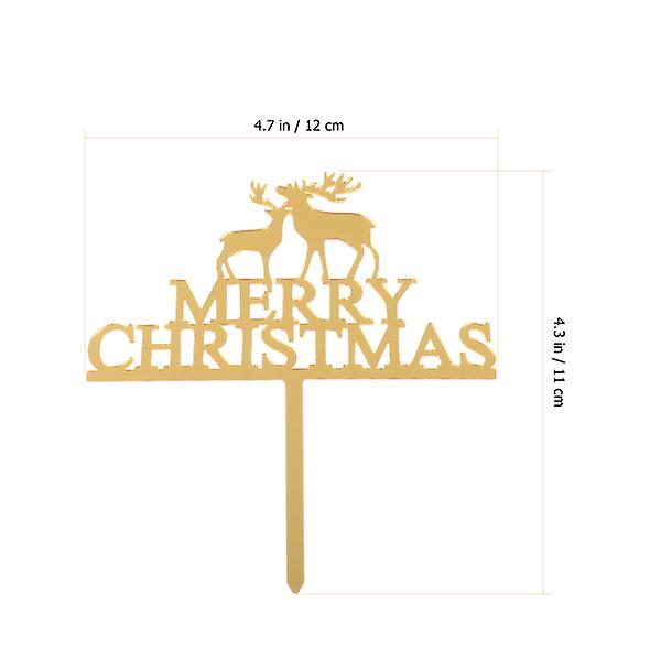 10 kpl Merry Christmas -kakkutikkuja akryylihirvestä, koristeellinen juhlakakun sisustus, sekoitetut värit, 12X11CM Assorted Color 12X11CM