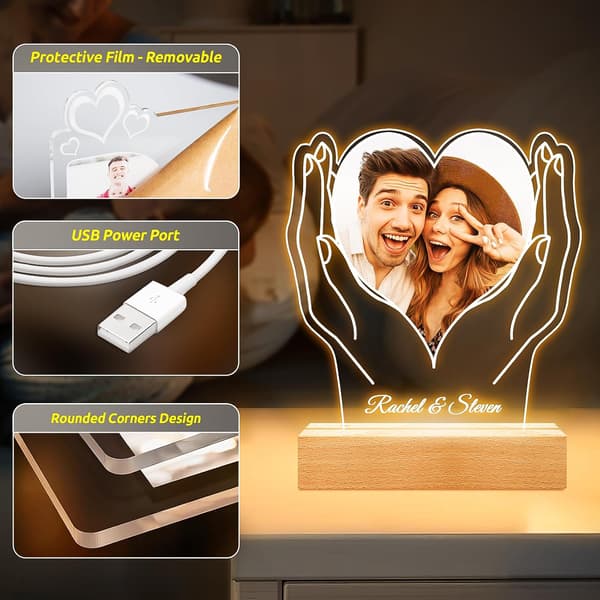 Custom Photo Frames, Personalized Photo Frames with Night Lights, Personalized Valentine's Day and Anniversary Gifts for Couples.