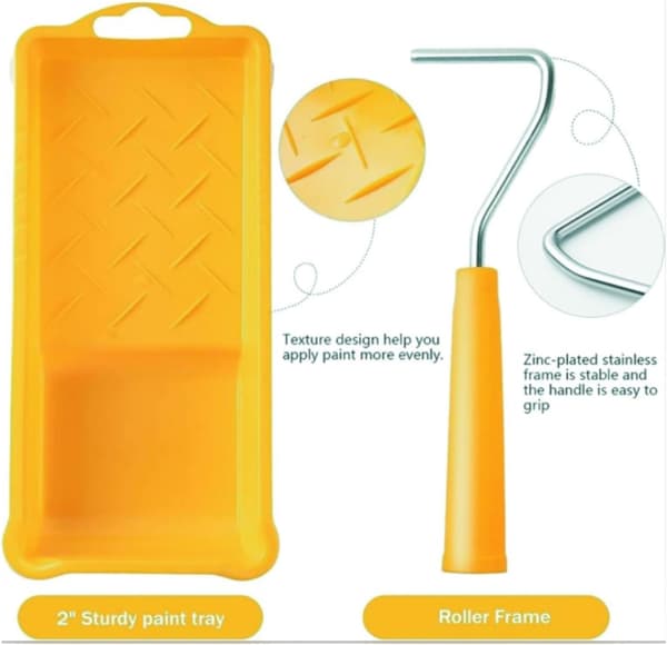 Mini Foam Paint Roller, Small Foam Roller 6*5cm, Paint Roller Cover + Paint Roller Frame + Small Paint Tray