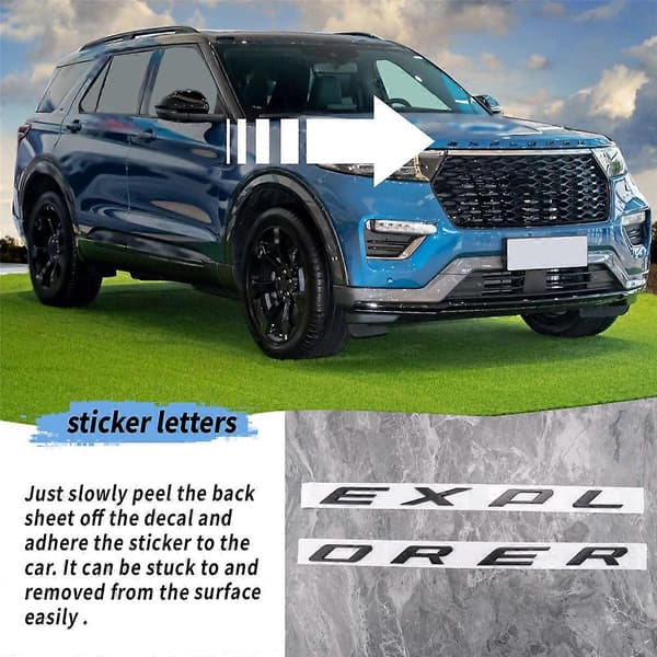 3D Bogstaver ABS Front Motorhjelm Emblem Explorer Sport Motorhjelm Bogstaver Dekaler til Explorer 2011-2020 (Mat
