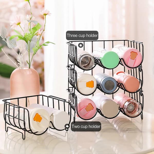 Mug Storage Rack with Multiple Compartments, Water Bottle Holder, Reusable Mug Organizer for Home and Kitchen