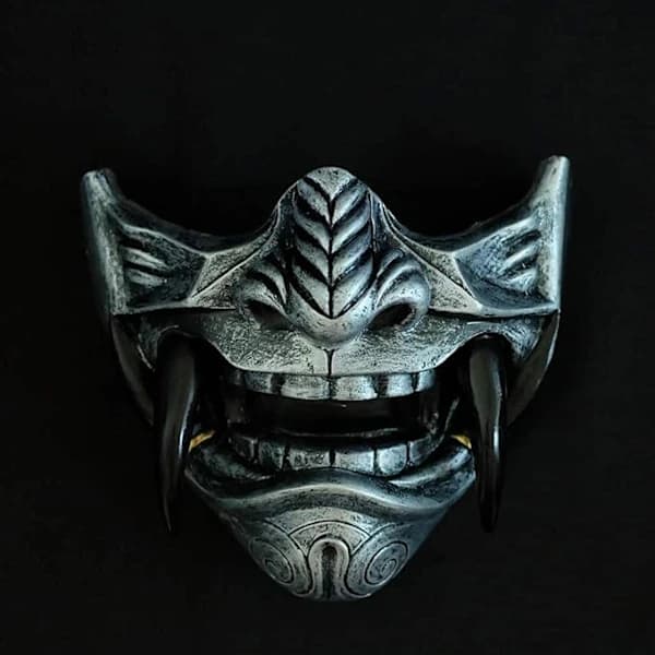 Halloweenmask - Japansk Samurai Prajna Mask, Demon Samurai Halvmask Cosplay Kostymtillbehör