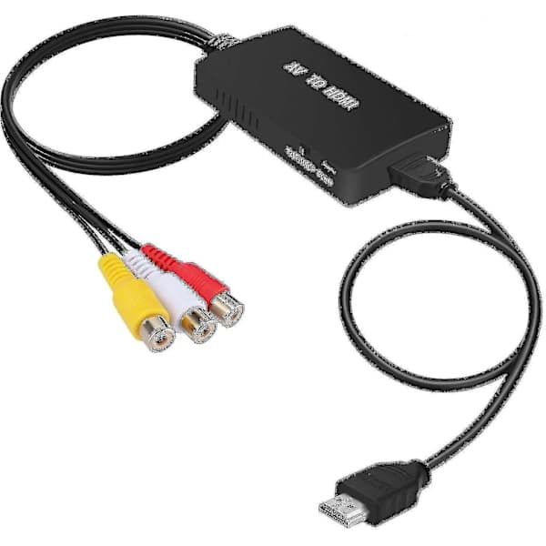 RCA till HDMI-omvandlare, komposit till HDMI-adapter stöder 1080p Pal/ntsc A Fiis