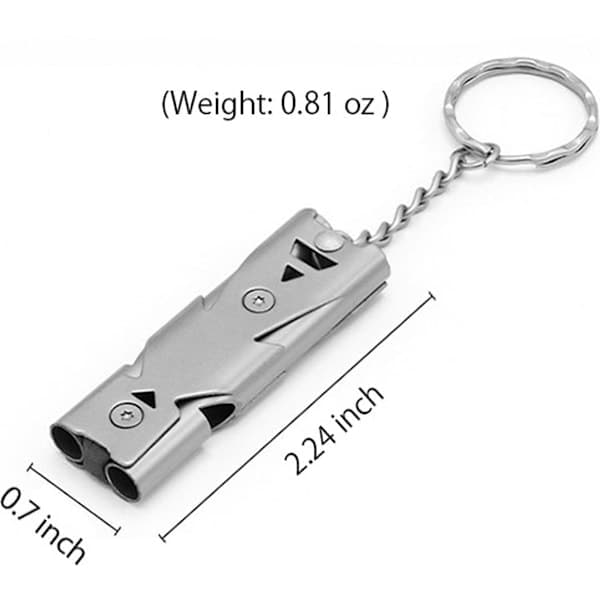Three Items: An Emergency Whistle and a Safety Survival Key with Lanyard.