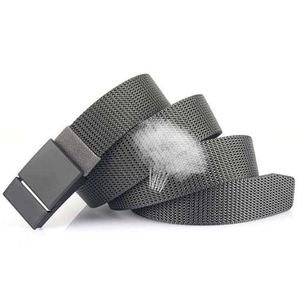 Sort langt afslappet herrebælte i nylon, 120 cm