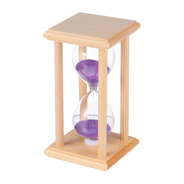 Transparent Glas Timeglas Timer 15 Minutter Træramme Tidssandsur Lilla 15x8cm Purple 15x8cm