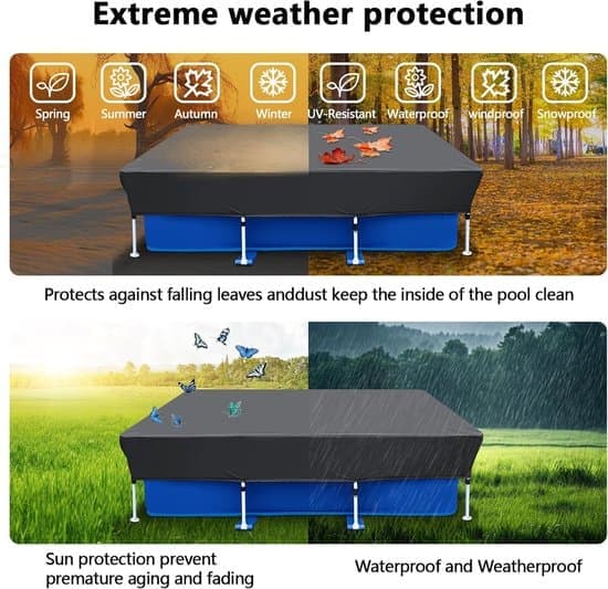 Pool Cover 220x150cm Rectangular Protective Summer Winter Sunshade 1pc [Ho]