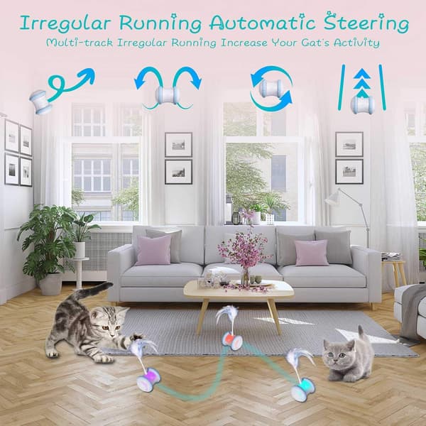 Automatic Cat Toy with Feathers - Smart Interactive Electronic Pet Toy - Auto/Manual Motorized Toy