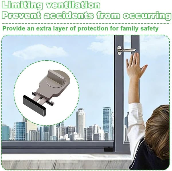 Parts Sliding Door Lock, Adjustable Stop Lock, Window Security Lock, Sliding Window Stop, (Brown)