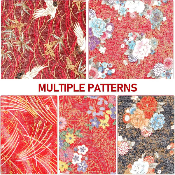 Japanese Style Cotton Fabric Pack 5 Pcs 20x25 cm Floral Patchwork Squares
