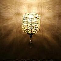 Modern Crystal Wall Lamp with Pull Switch Gold Wall Lamp for Bedroom Aisle E14 Socket (Bulb Not Included)