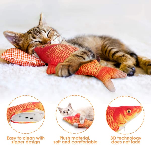 Interaktiv kattleksak Sprattlande Fisk Orange