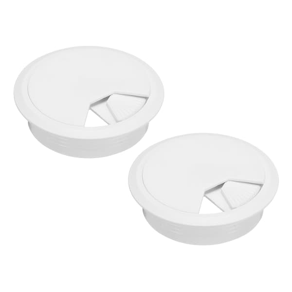 2 stk. skrivebordsgennemføring 3 tommer (80 mm), hvid tommer (80 mm) Black