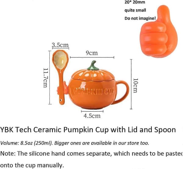 Söt Pumpa Kopp, Keramisk Kaffemugg, 250ml Tekopp med Lock (Kopp+ Sked+ Silikonhand)