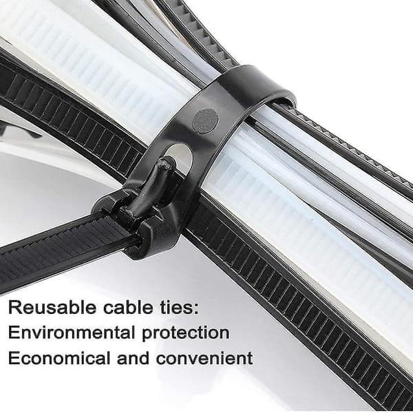 Genanvendelige kabelbindere 30 cm kraftige kabelbindere tykke sorte kabelbindere 100 lb trækstyrke nylon C (sammenfiltret)