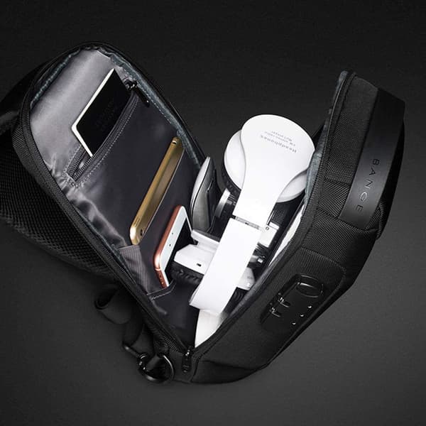 1st Shoulder Bag Men with TSA Lock and USB Charging Crossbody B