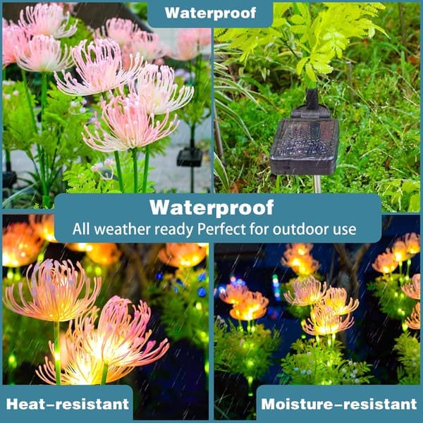 Solcellelamper til haven, solcelleblomster med lysende blomster og stilke, opgraderede solpaneler, dekorative udendørslamper til haven (Ho)