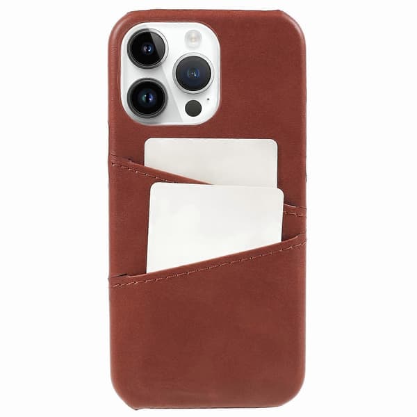PU-skinn + PC-telefondeksel med 2 kortholdere for iPhone 15 Pro