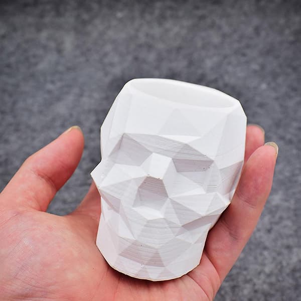 Modern Resin Skull Head Flower Pot Mold Geometric Skull Conc