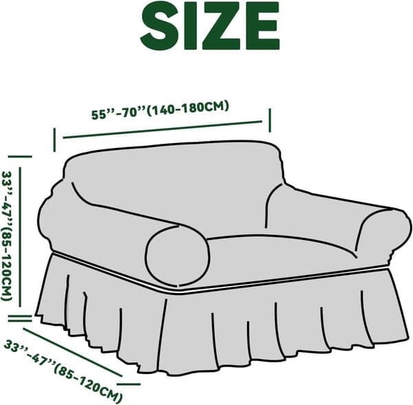 Loveseat-trekk 1-delt for 2-seters sofa med skjørt, slitesterkt vaskbart høyelastisk strekkbart (2-seter, grønn)