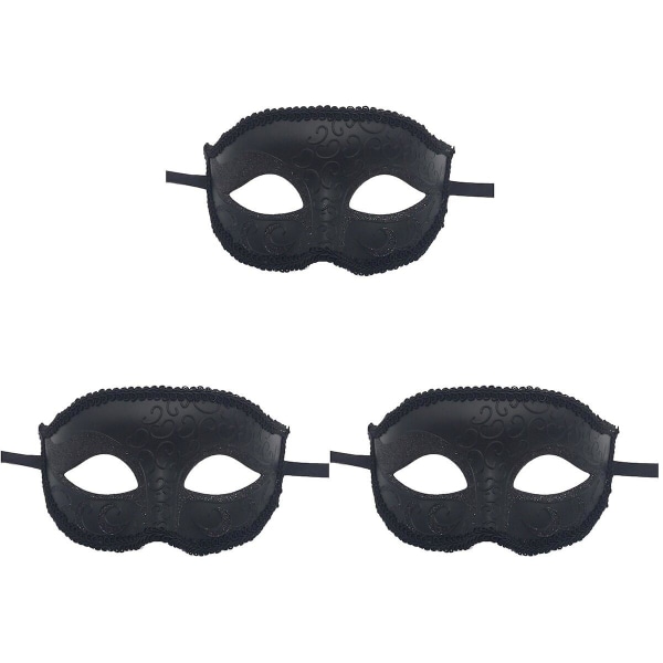 3 stk Maskerademaske Kostymefestmaske Venetiansk Maskerademaske (svart) 3 stk 3pcs