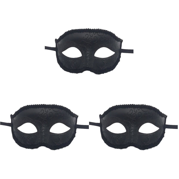 3st Masquerade Mask Kostym Party Mask Venetiansk Masquerade Mask (svart)3st 3pcs