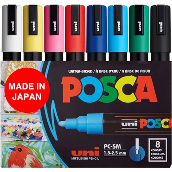 Posca Markers 5M, Posca Penne til Kunstmaterialer, Farvepenne - Stenkunst, Tekstilpenne, Farvepenne, Kunstpenne Hele Sortimentet Full Range Full Range