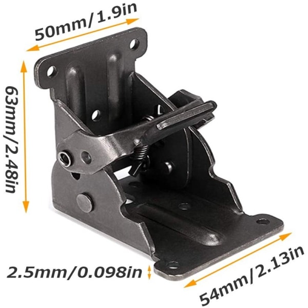 Foldbar Brakett, Selvlukkende Hengselbeslag med Skruer Lås Forlengelsesstøtte for Bordbein, Sengbein, Verkstedbenk, Pakke med 4