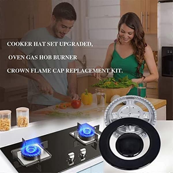 Upgraded Stove Hat Set Oven Gas Stove Burner Crown Flame Cap Protector for Kitchen Fits Stove Handle