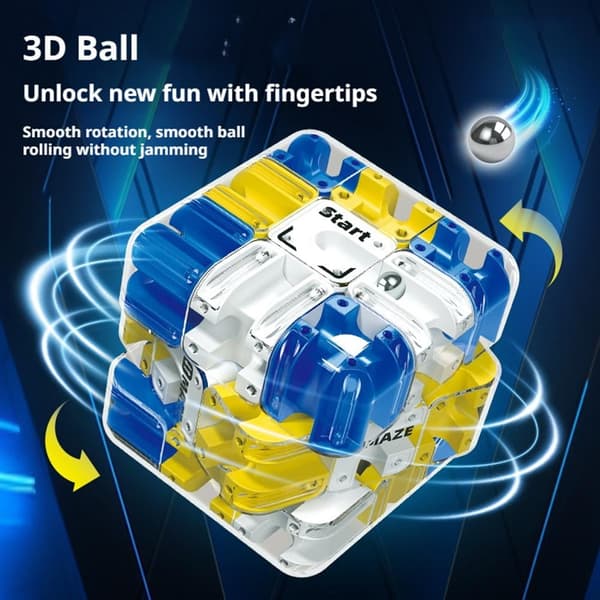 Large 3D Labyrinth Puzzle Cube, Maze Cube and Ball, Brain Training Puzzle, Relieves Stress and Develops Logical Thinking.