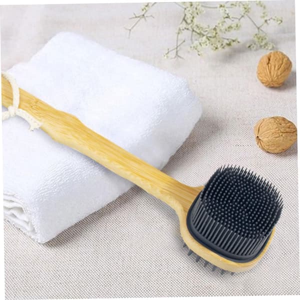 Silicone Bath Brush with Long Handle for Exfoliating Scrub Shower Body Brush Smooth Silicone Back Scrubber for Bath