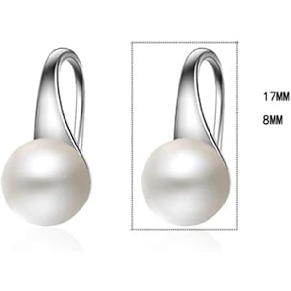 Perleøredobber for kvinner, 925 Sterling Sølv Krokøredobber
