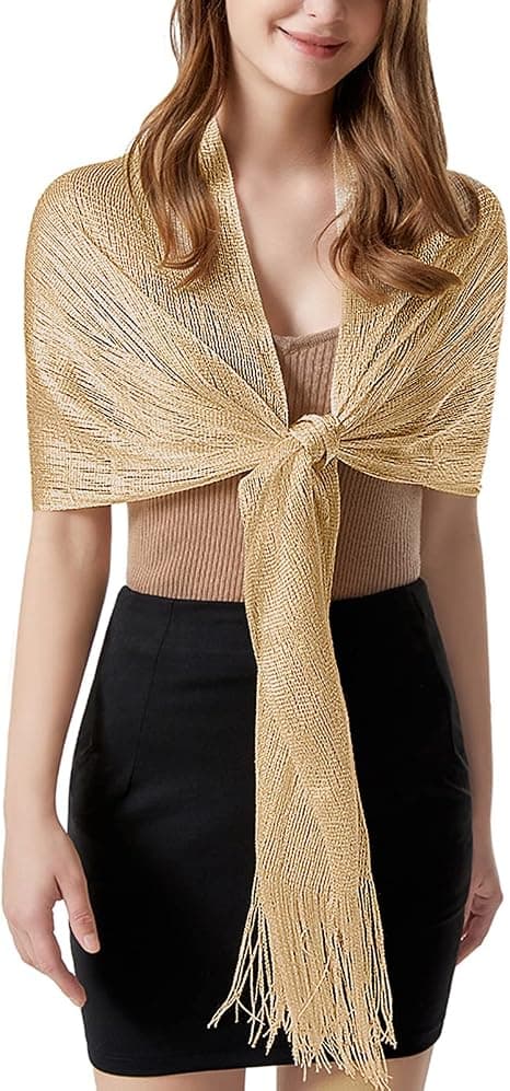Dam Bröllop Guld Sjal Stola Bröllops Wrap Foulard fo
