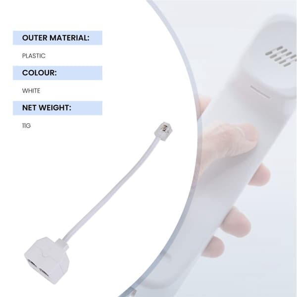 Telefonadapter RJ11 6P4C 1 hann til 2 - Hvit